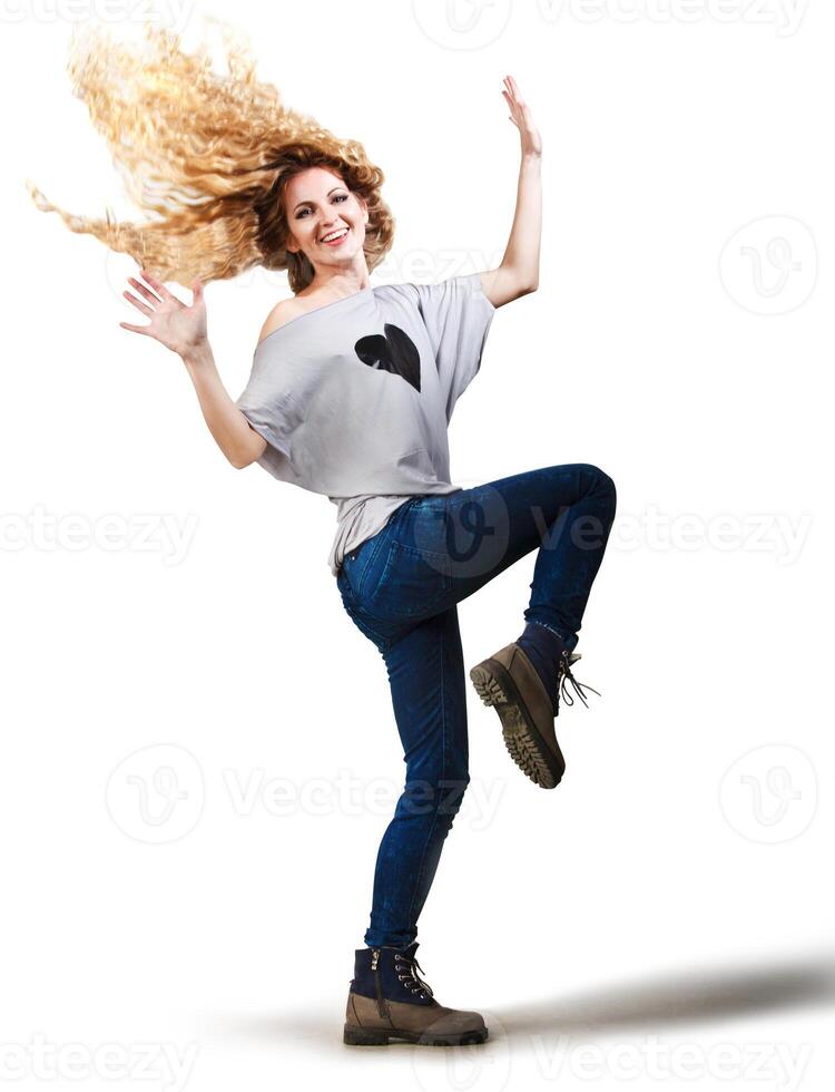 Young beauty woman with fluttering hair photo