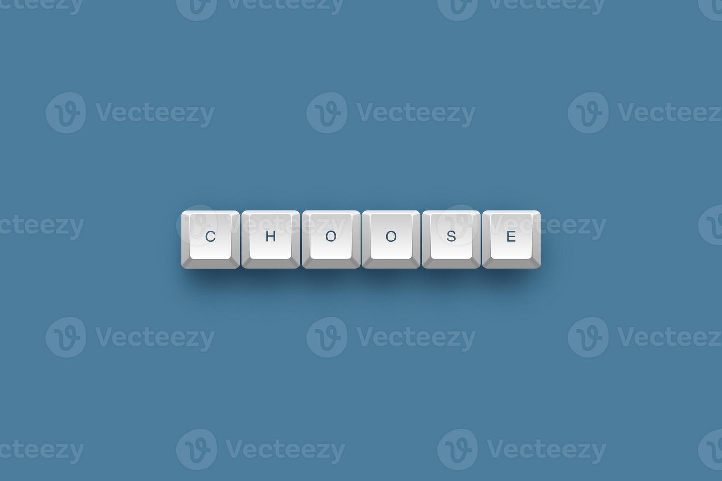 Choose text on a 3d keyboard button with shadow concept series photo