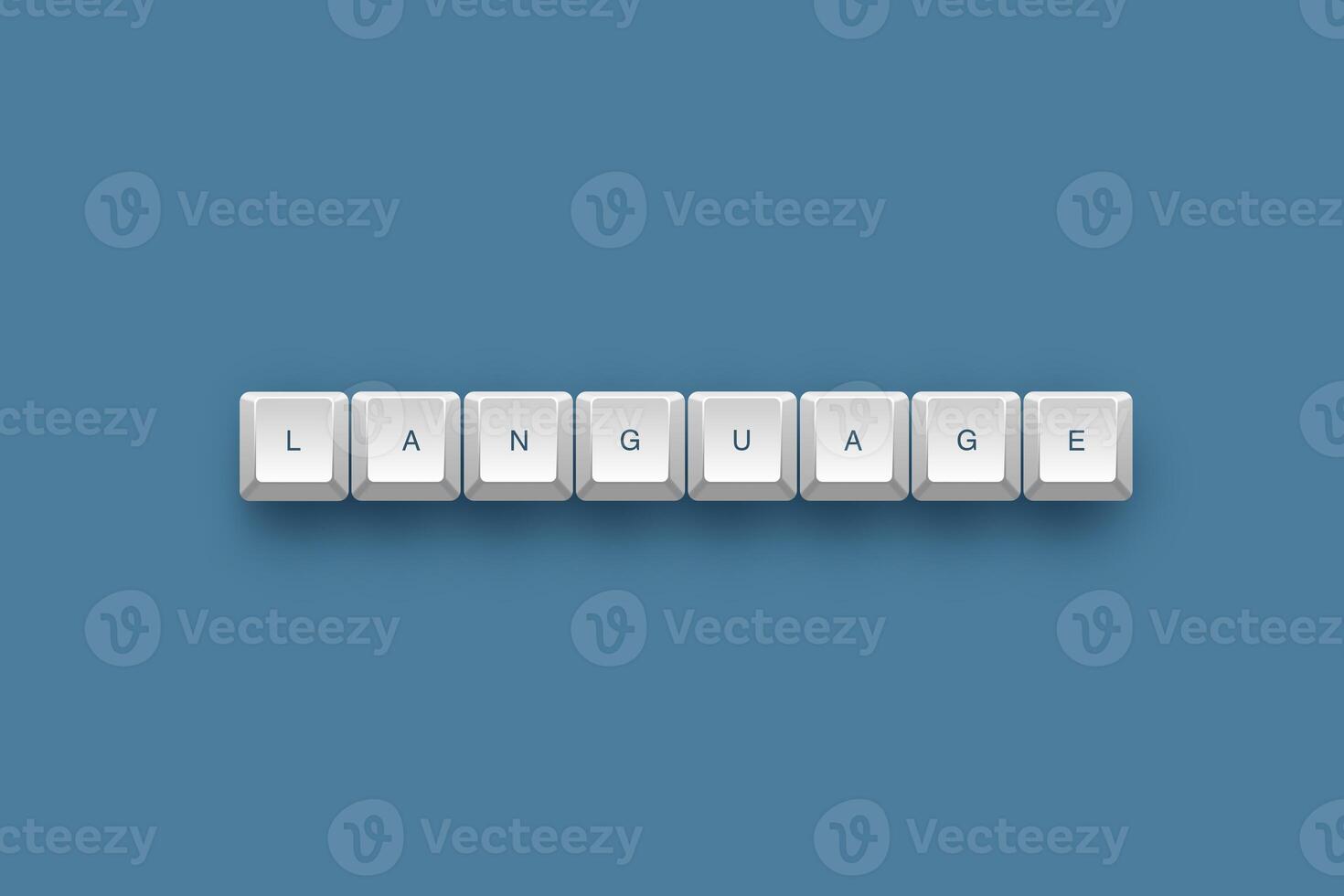 Language text on a 3d keyboard button with shadow concept series photo