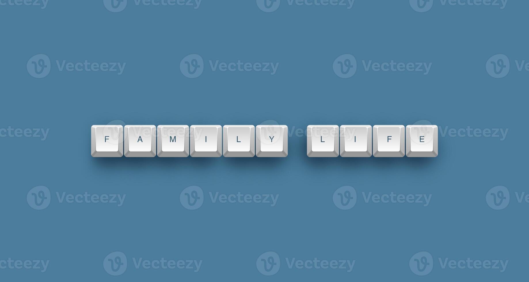 Family life text on a 3d keyboard button with shadow concept series photo