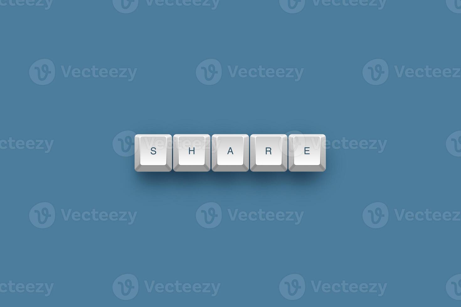Share text on a 3d keyboard button with shadow concept series photo