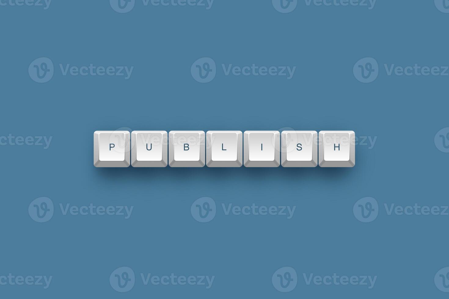 Publish text on a 3d keyboard button with shadow concept series photo