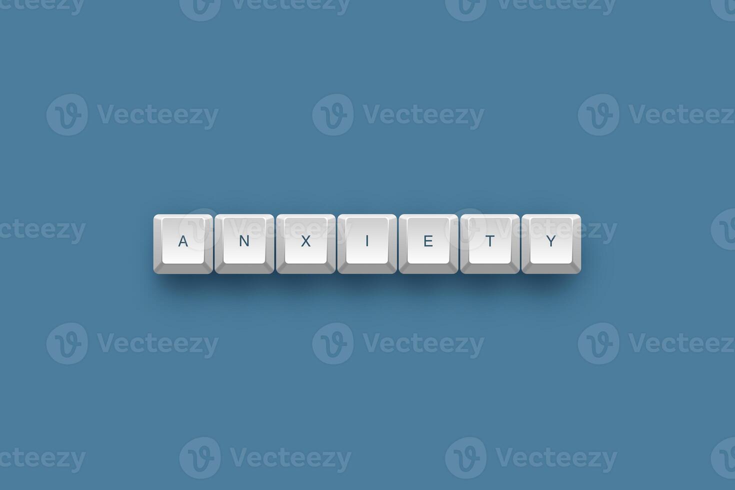 Anxiety text on a 3d keyboard button with shadow concept series photo
