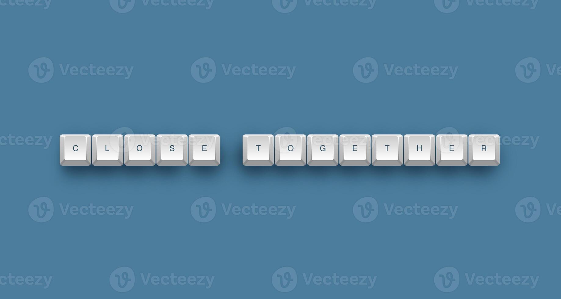 Close together text on a 3d keyboard button with shadow concept series photo