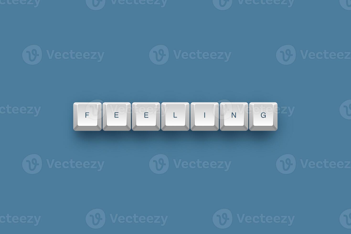 feeling text on a 3d keyboard button with shadow concept series photo