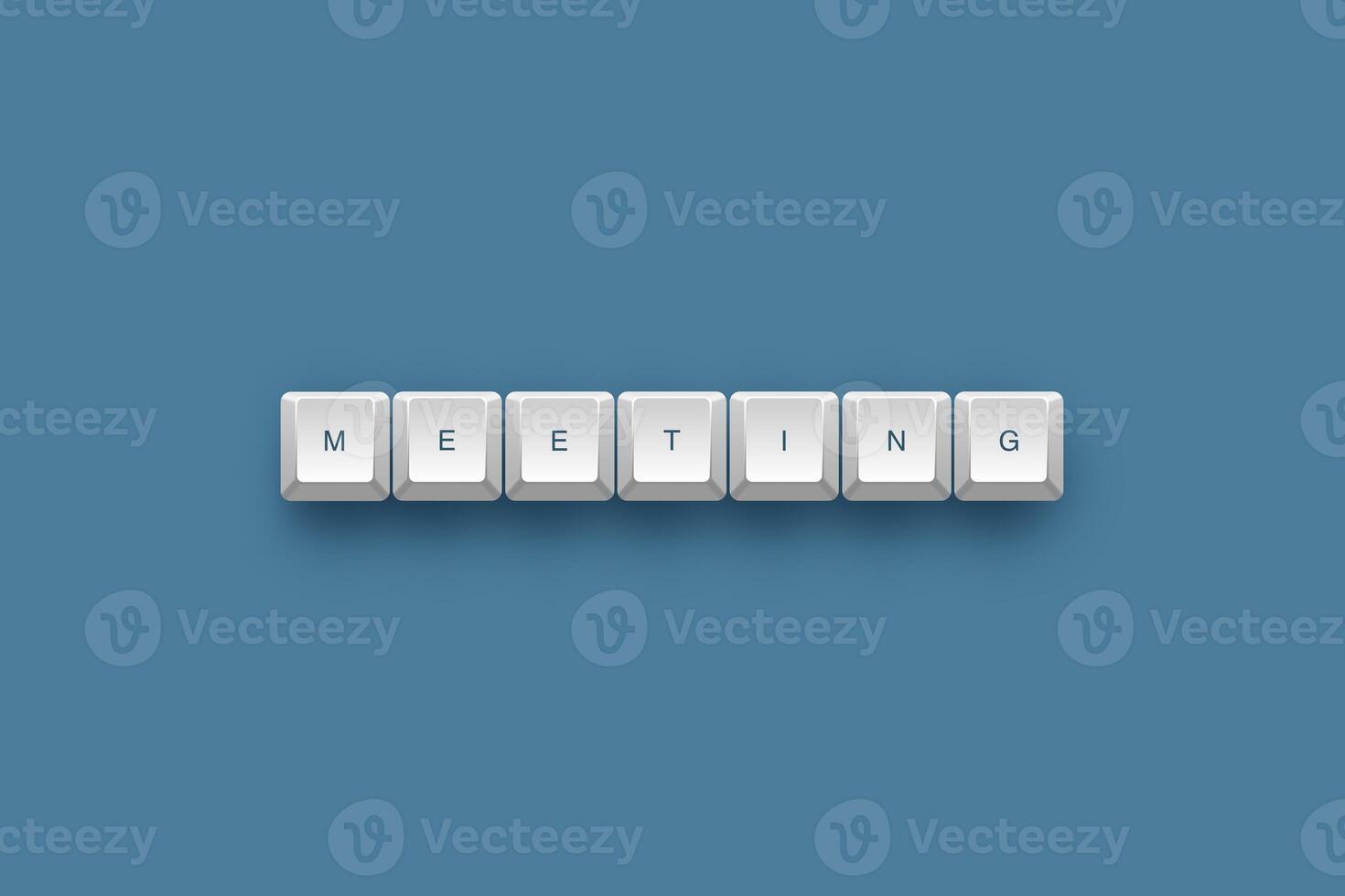 Meeting text on a 3d keyboard button with shadow concept series photo