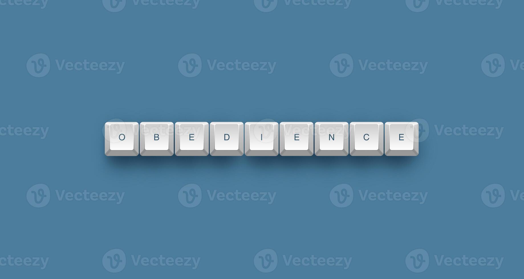 obedience text on a 3d keyboard button with shadow concept series photo