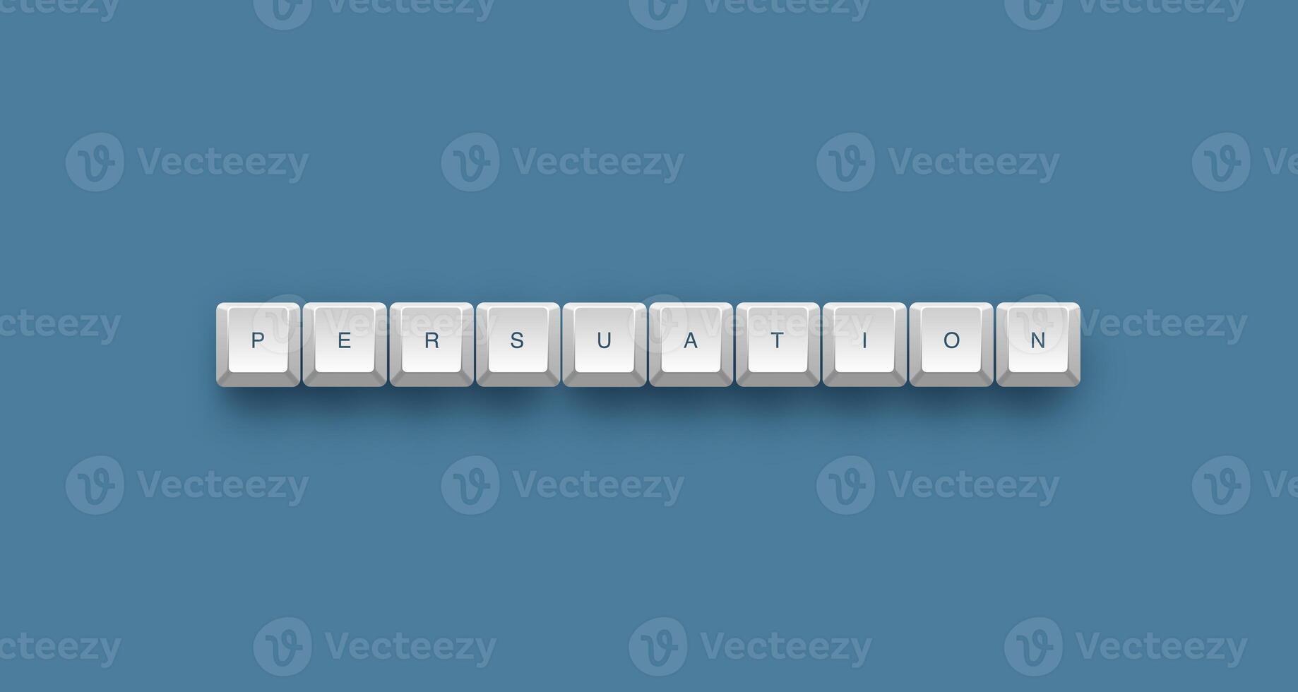 persuasion text on a 3d keyboard button with shadow concept series photo