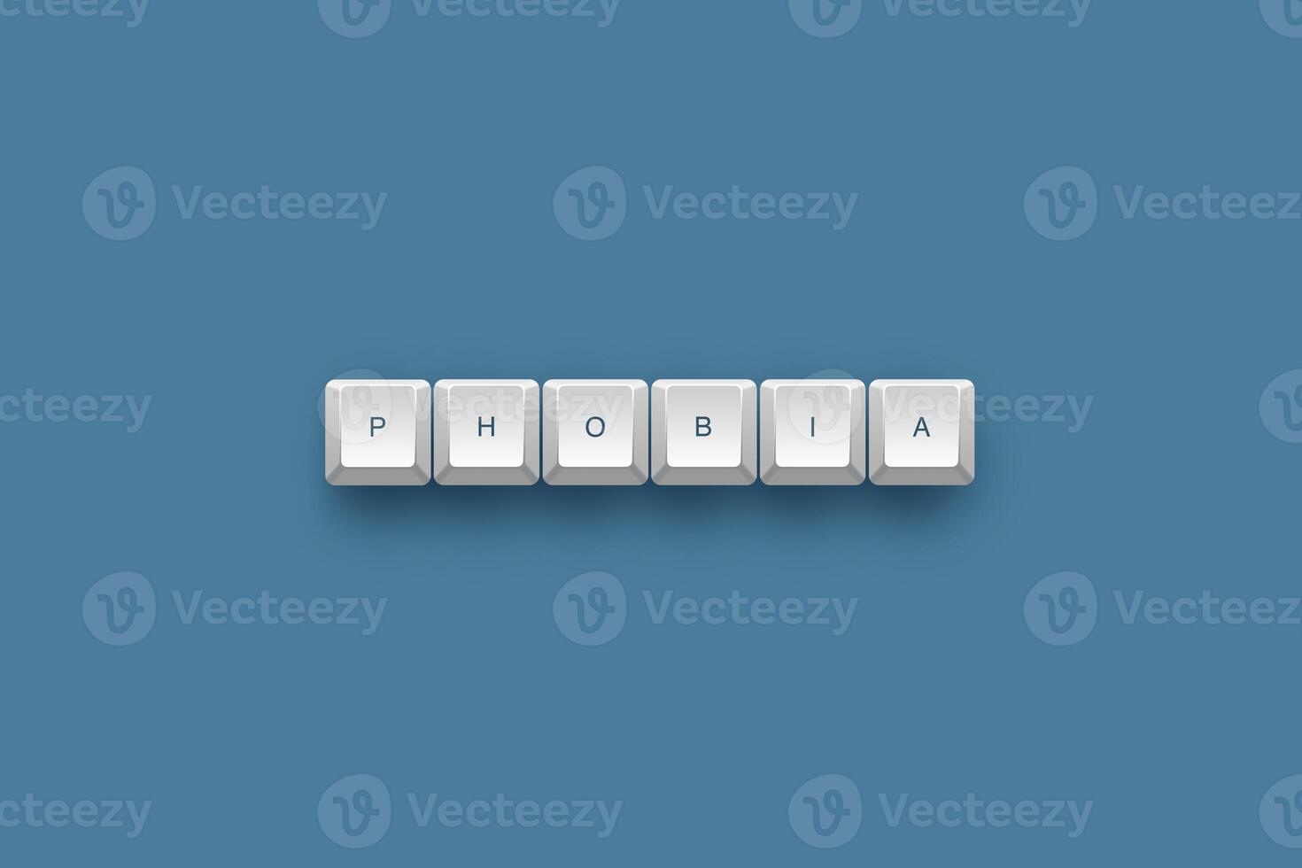 phobia text on a 3d keyboard button with shadow concept series photo