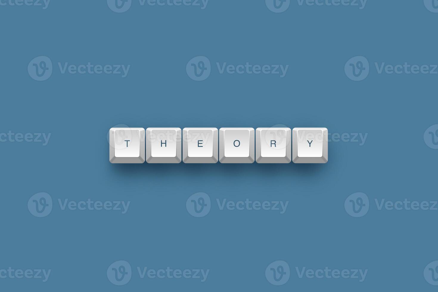 Theory text on a 3d keyboard button with shadow concept series photo