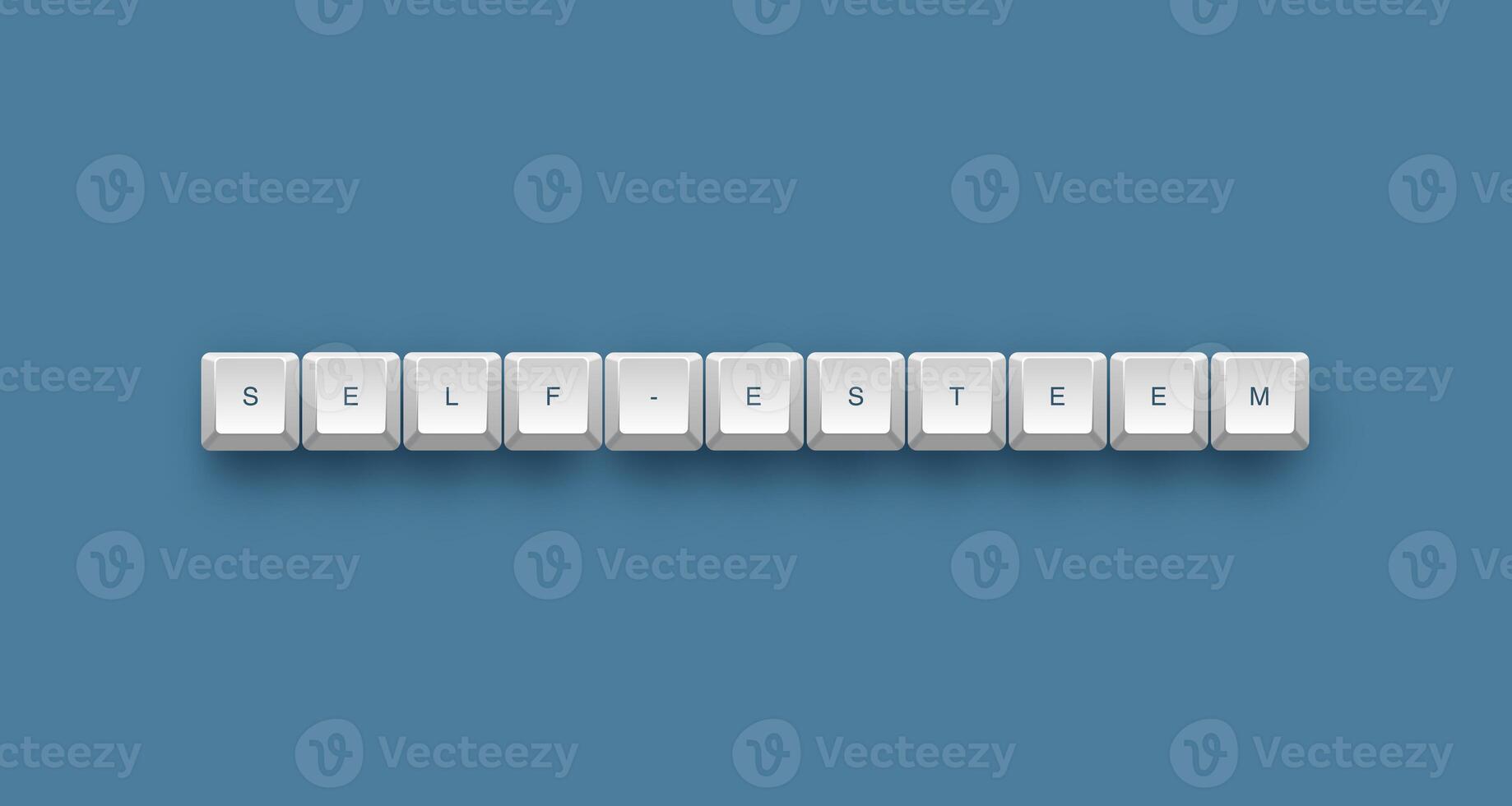 self-esteem text on a 3d keyboard button with shadow concept series photo