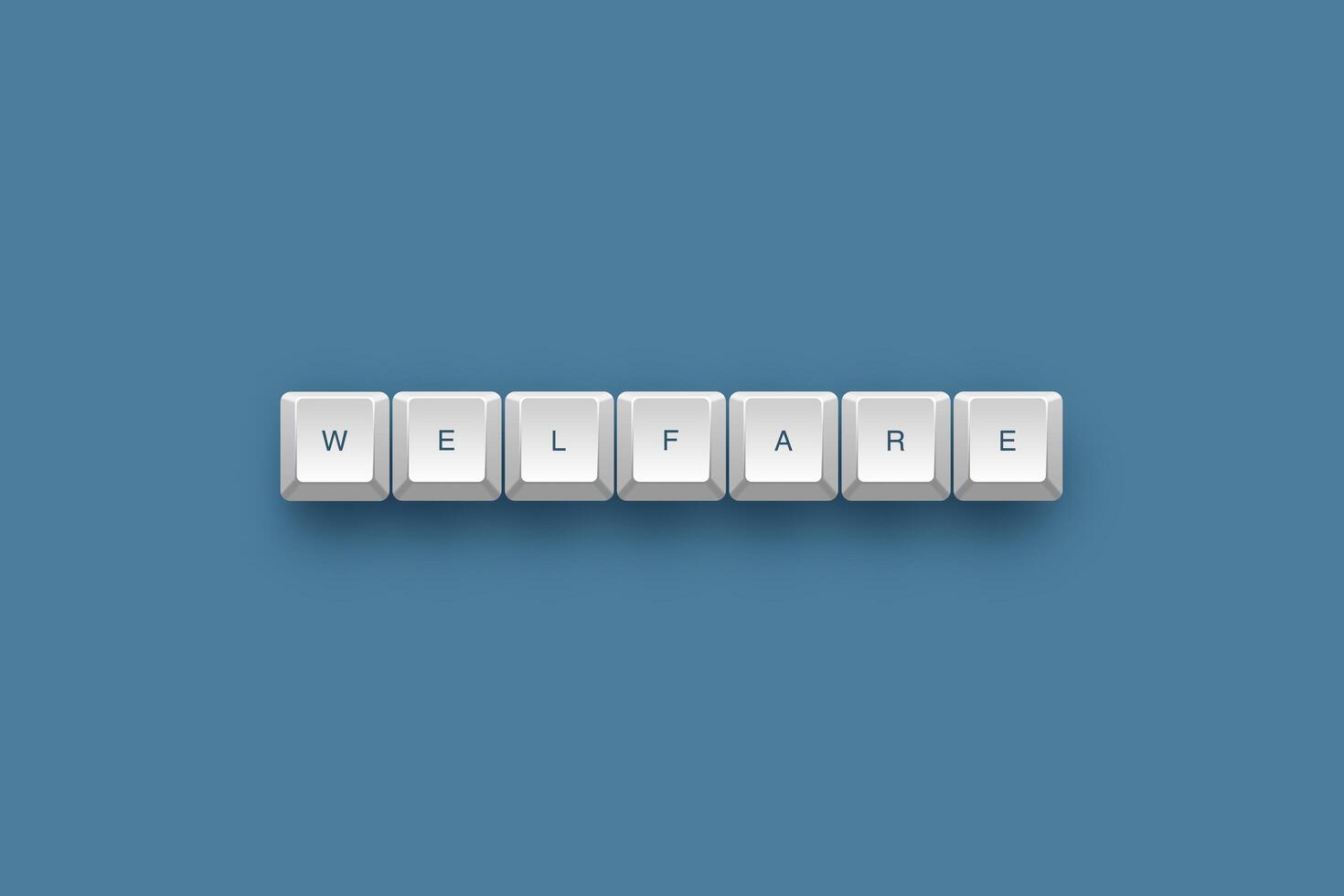 Welfare text on a 3d keyboard button with shadow concept series 1823 photo