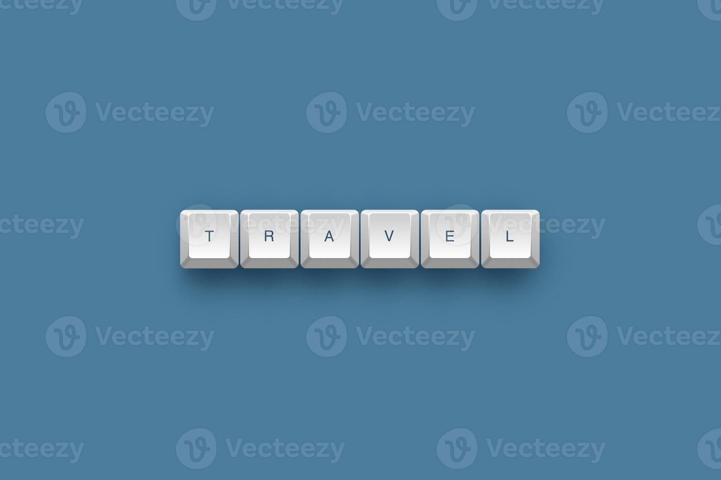 Travel text on a 3d keyboard button with shadow concept series photo