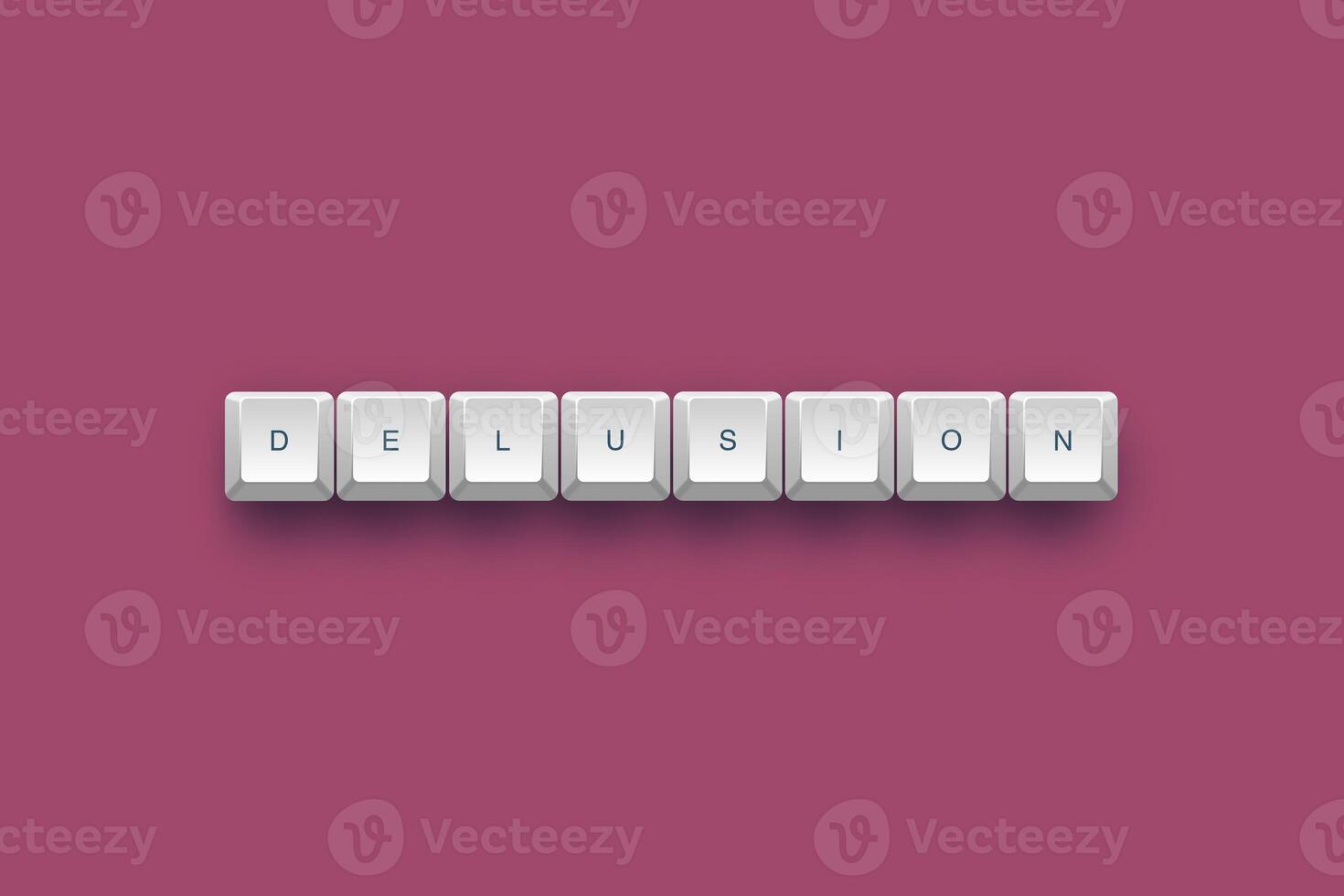 Delusion text on a 3d keyboard button with shadow concept series photo