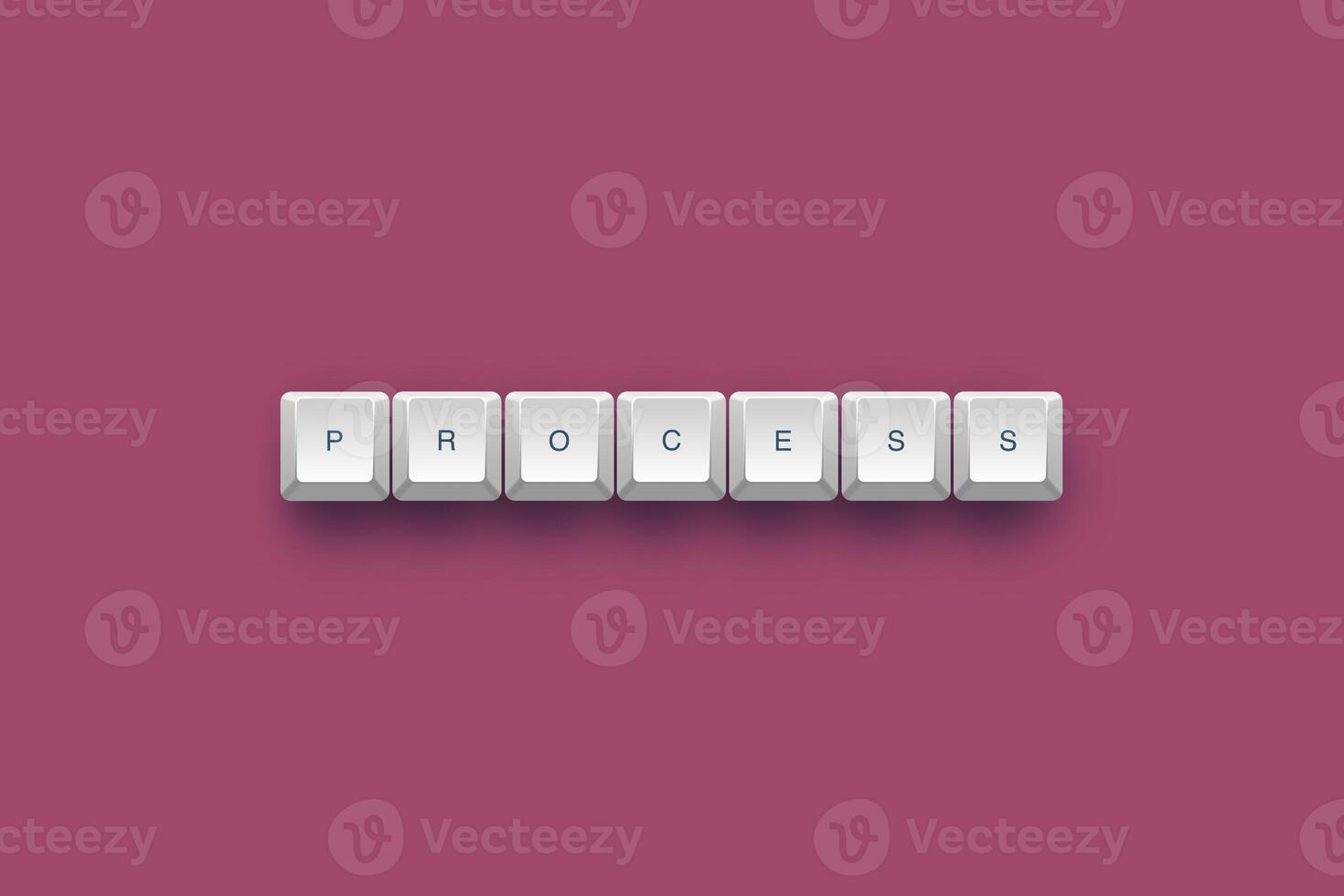 Process text on a 3d keyboard button with shadow concept series photo
