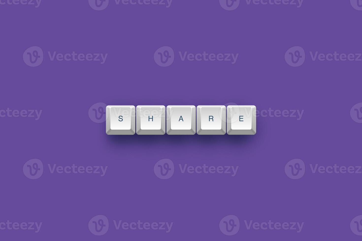 Share text on a 3d keyboard button with shadow concept series photo
