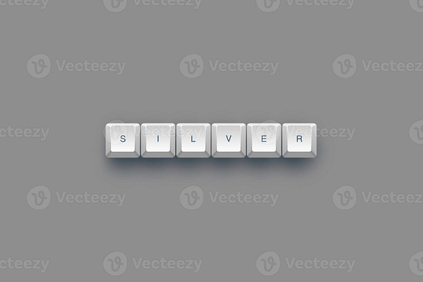 Silver text on a 3d keyboard button with shadow concept series photo