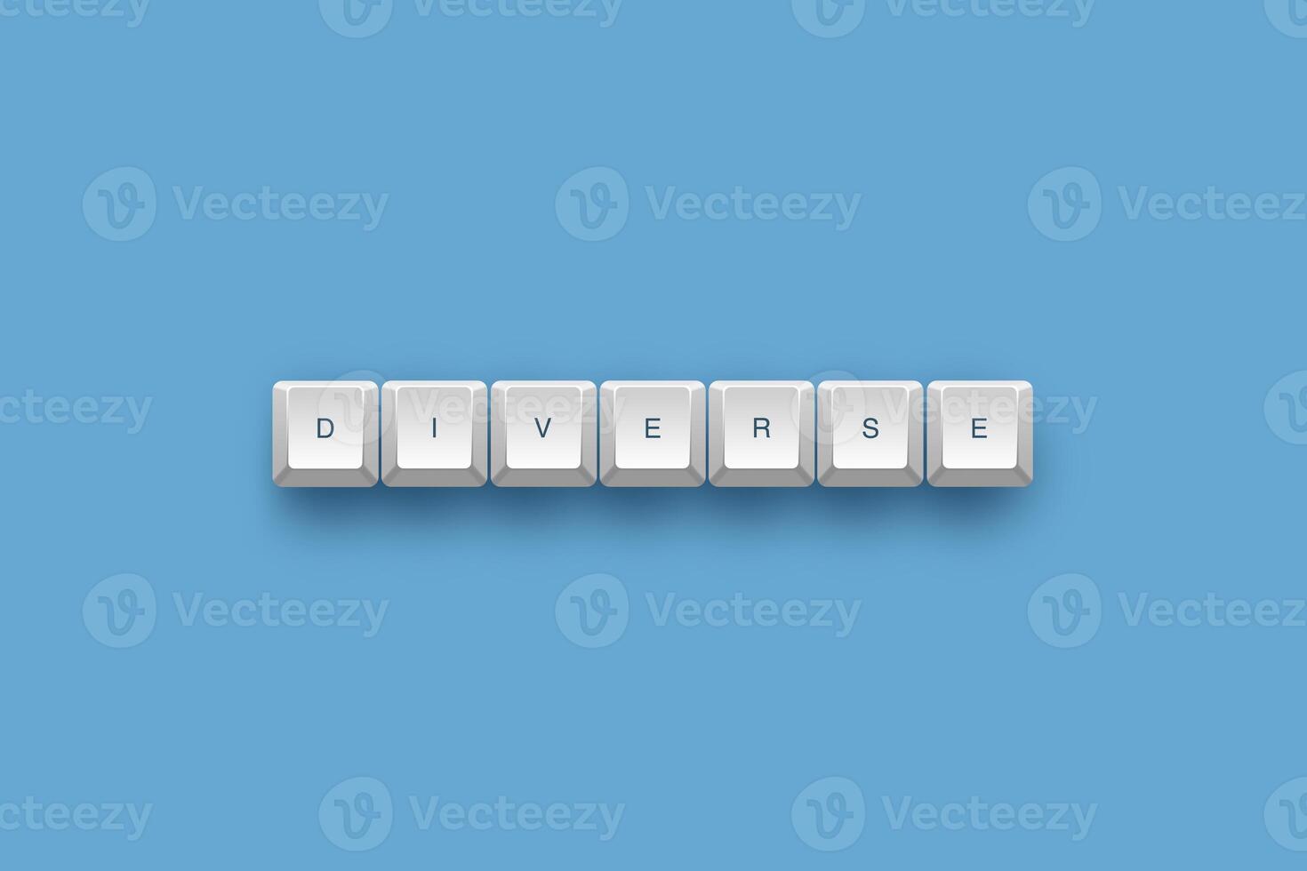Diverse text on a 3d keyboard button with shadow concept series photo