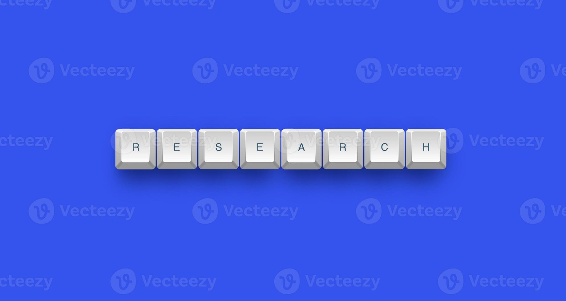 Research text on a 3d keyboard button with shadow concept series photo