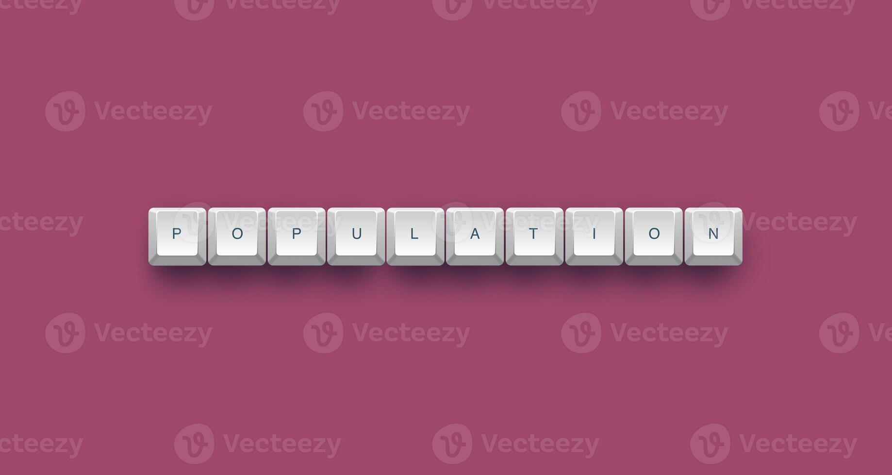 Population text on a 3d keyboard button with shadow concept series photo