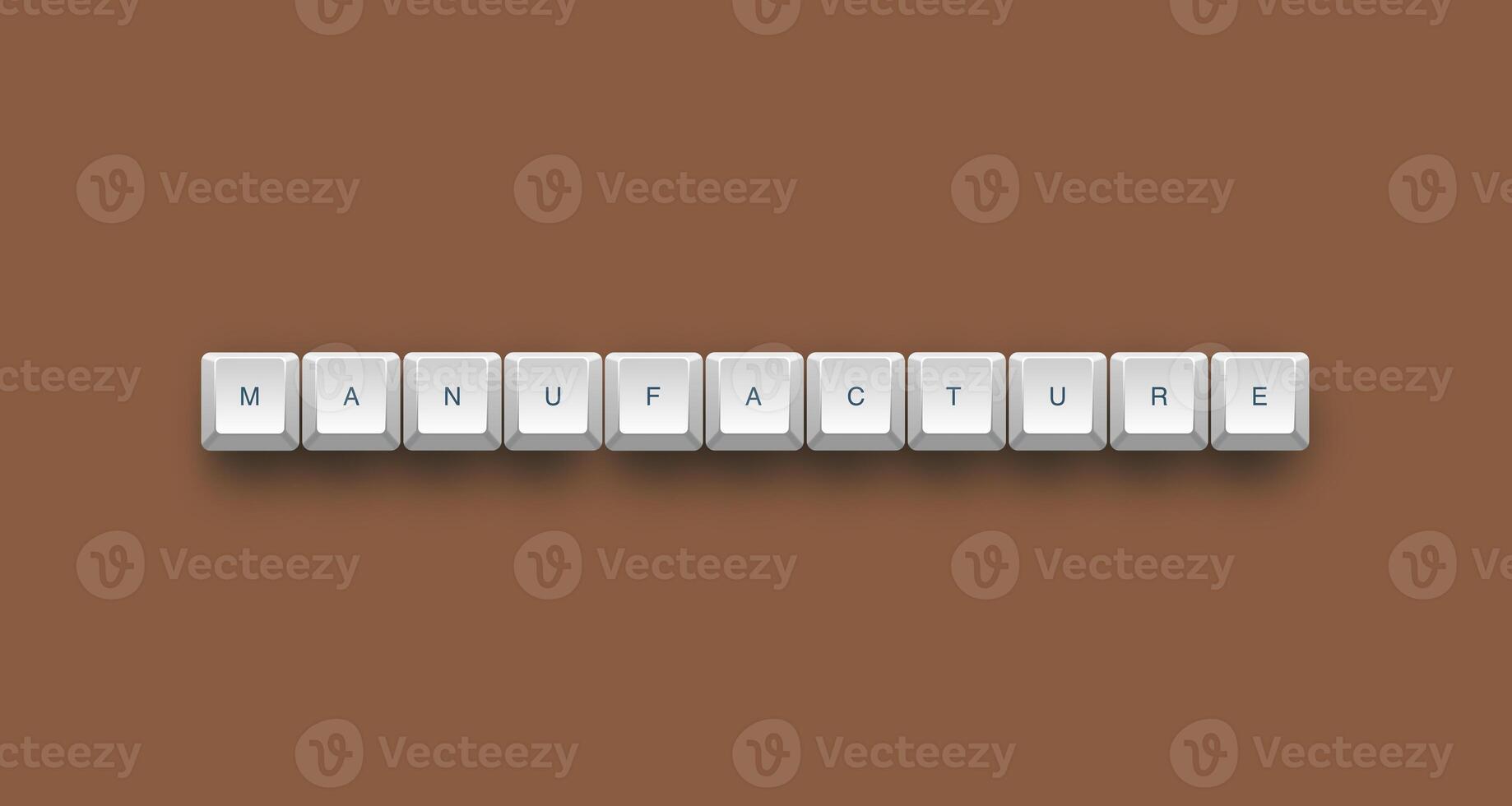 Manufacture text on a 3d keyboard button with shadow concept series photo