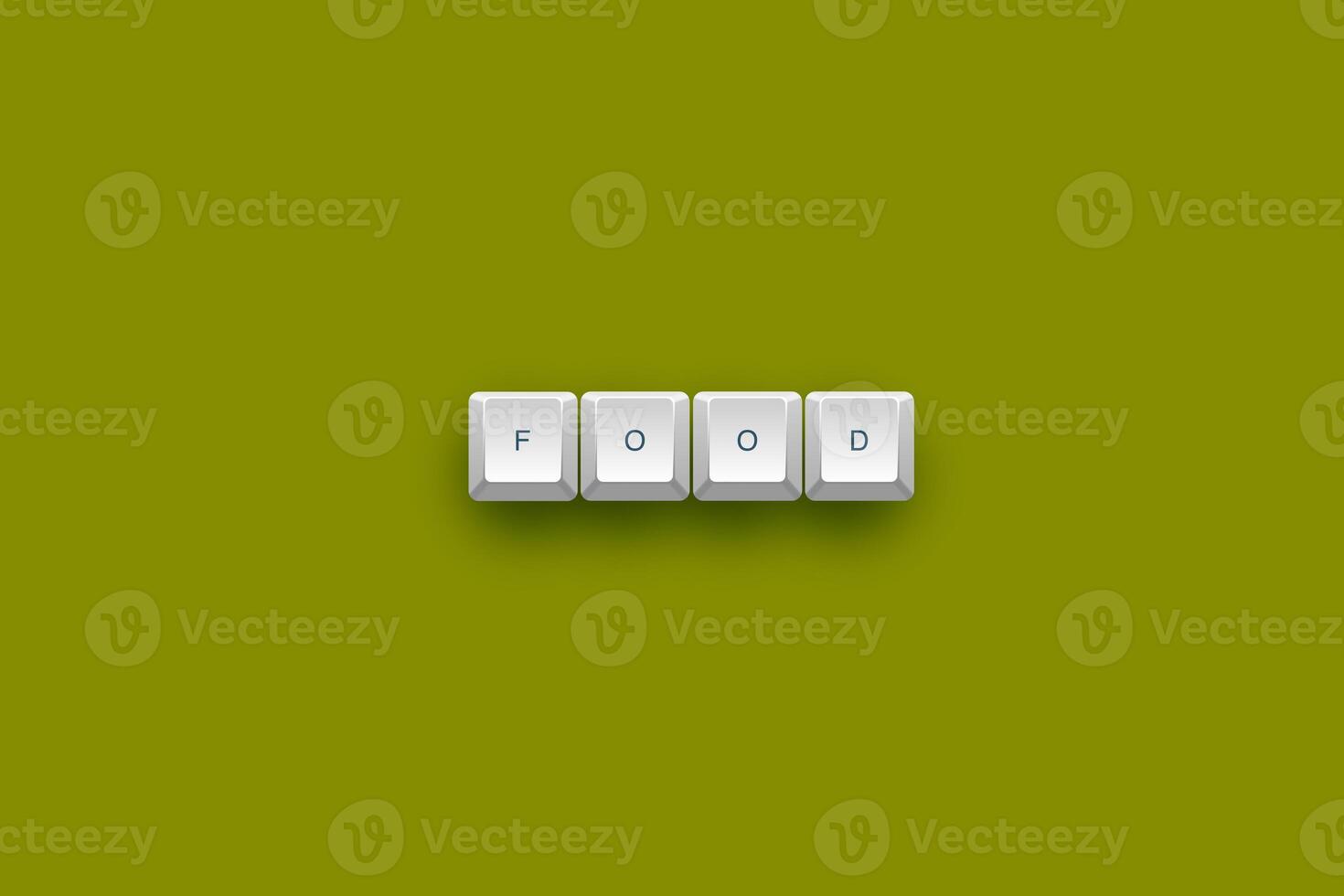 Food text on a 3d keyboard button with shadow concept series photo