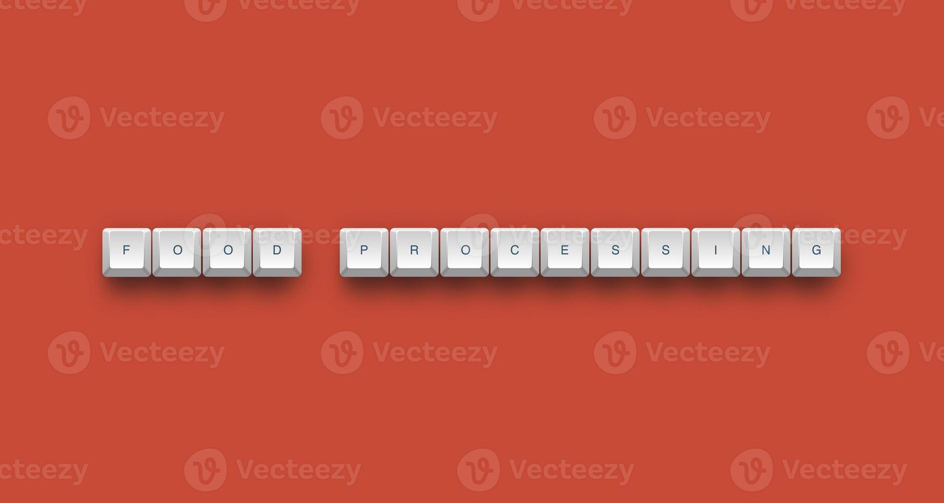 Food processing text on a 3d keyboard button with shadow concept series photo