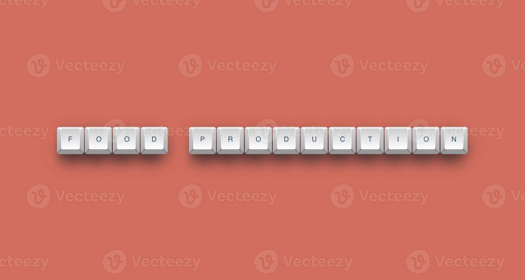 Food production text on a 3d keyboard button with shadow concept series photo