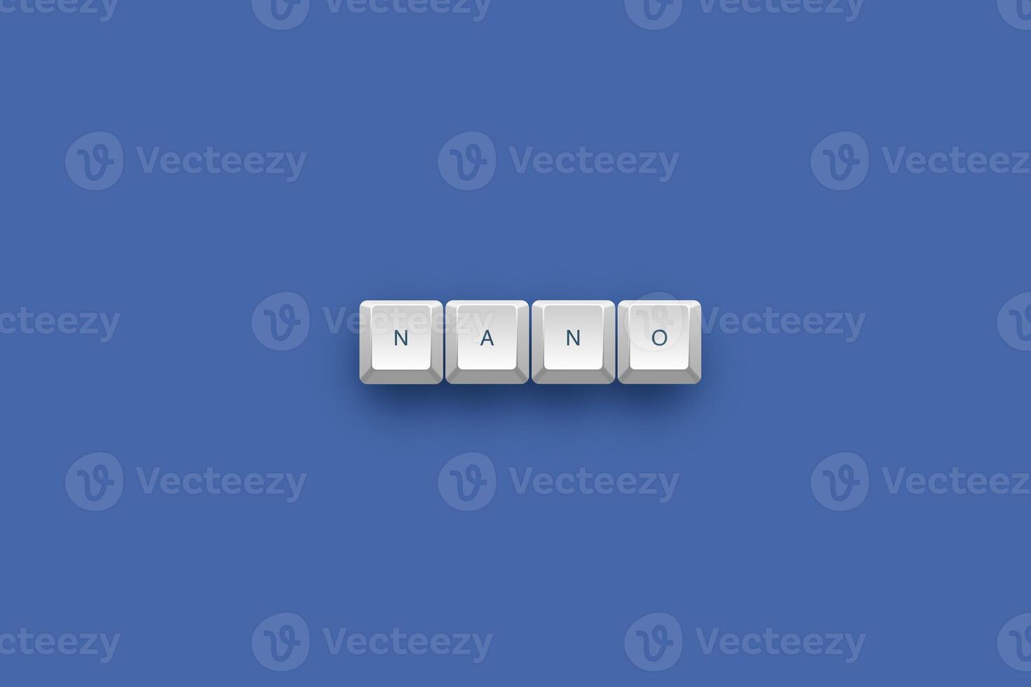Nano text on a 3d keyboard button with shadow concept series photo
