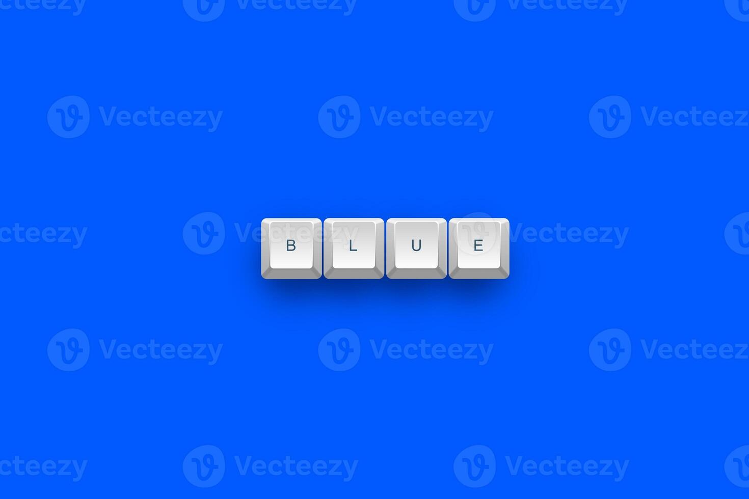 Blue text on a 3d keyboard button with shadow concept series photo