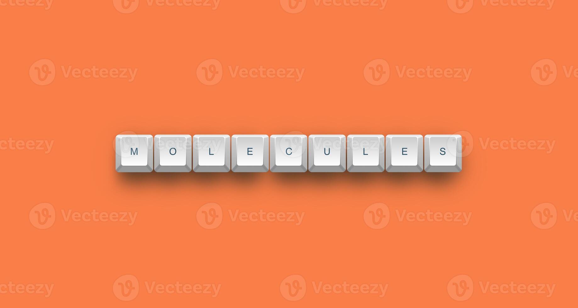 Molecules text on a 3d keyboard button with shadow concept series photo