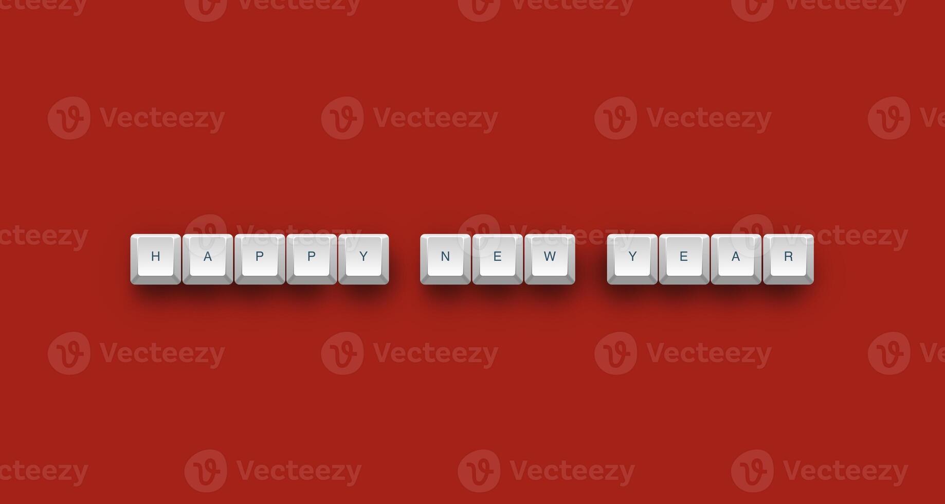 Happy new year text on a 3d keyboard button with shadow concept series photo
