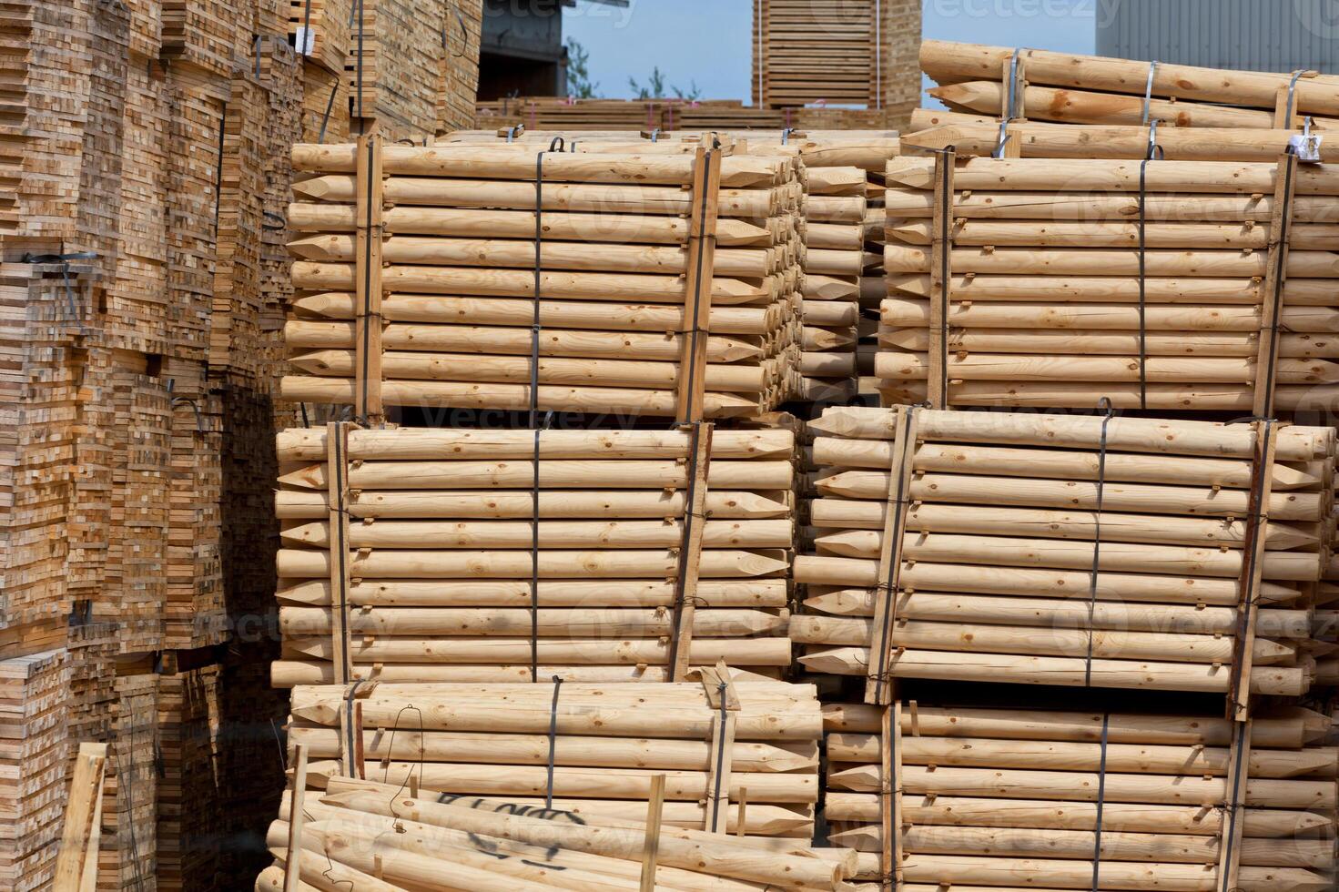 Stacked Wood Fence Pillars photo