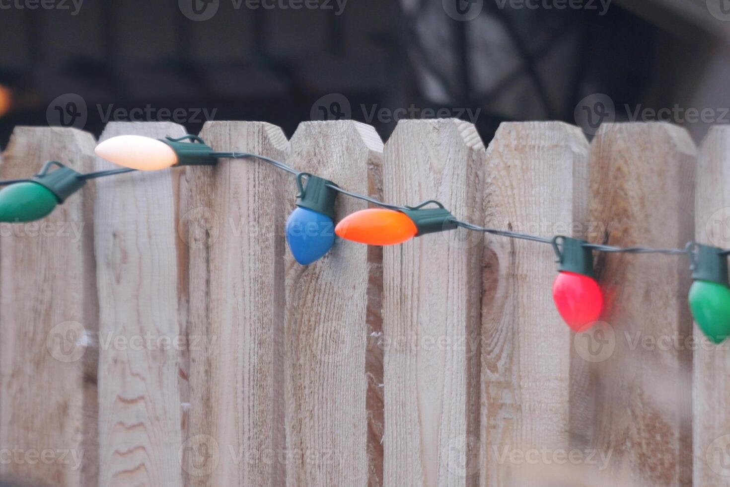 string lights on fence photo