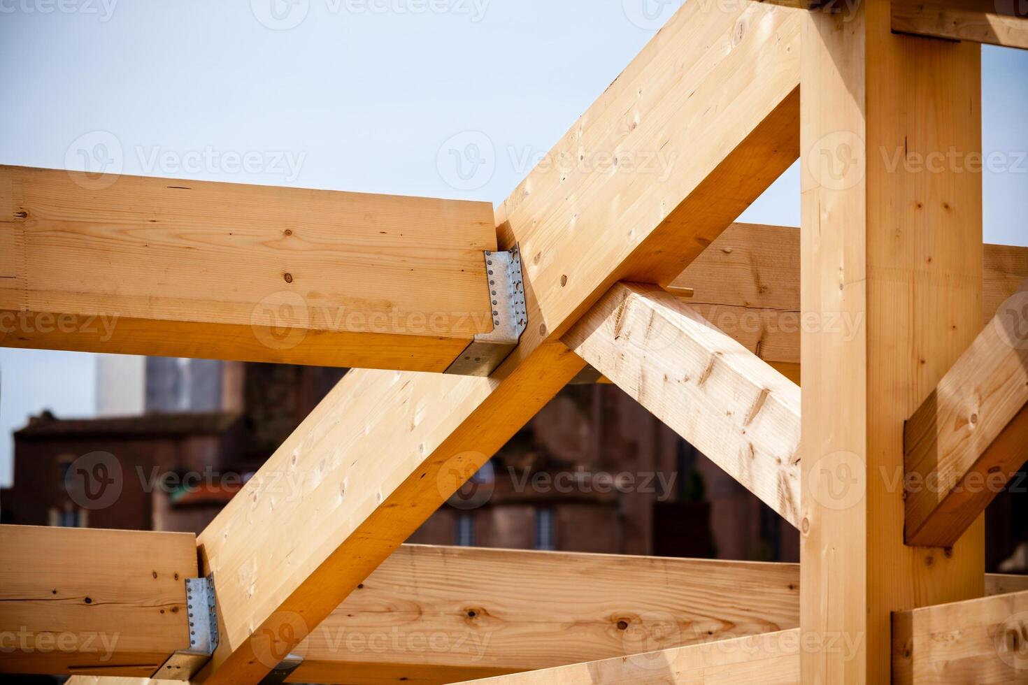 Construction of new wooden house photo