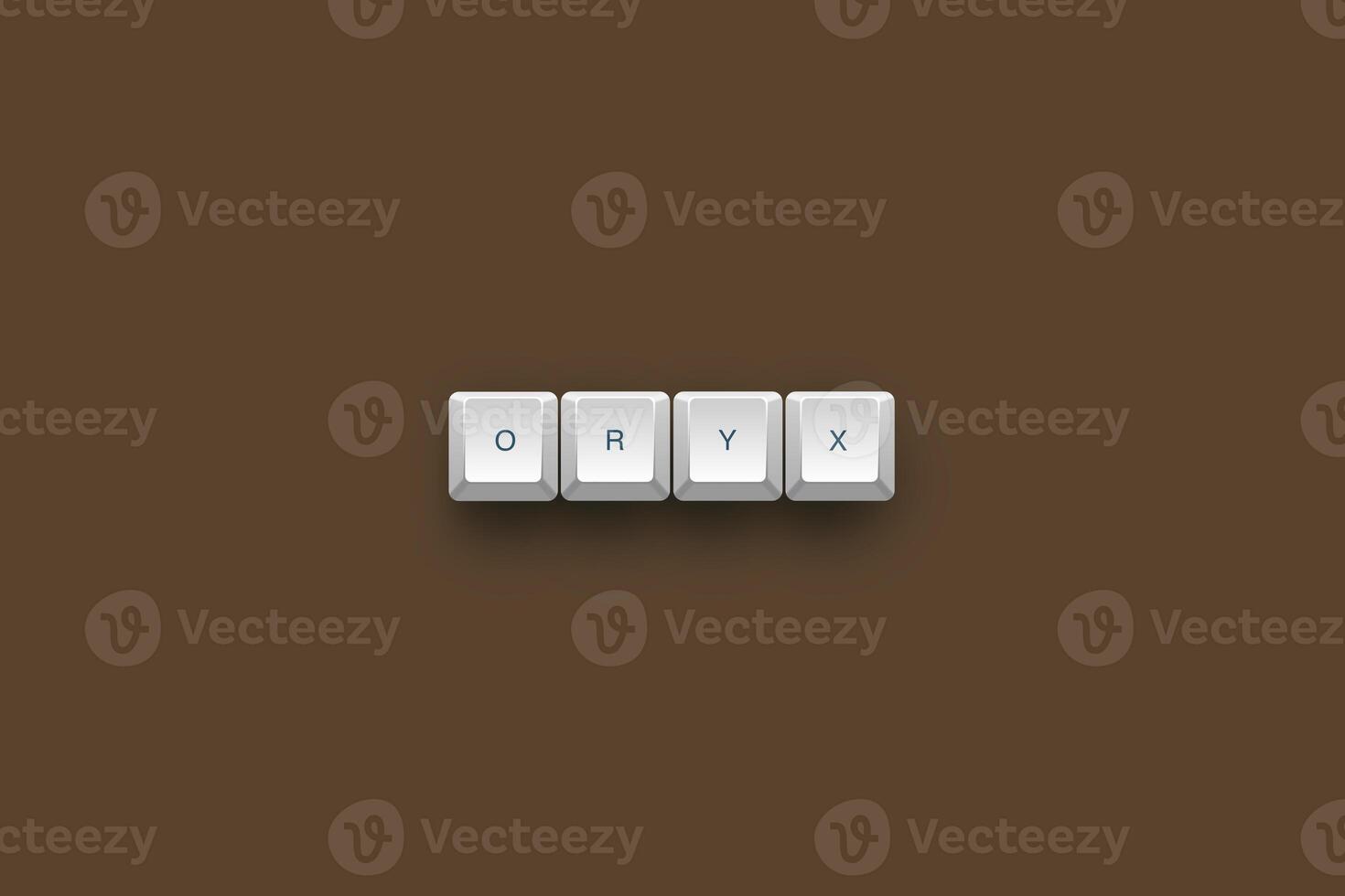 Oryx text on a 3d keyboard button with shadow concept series photo