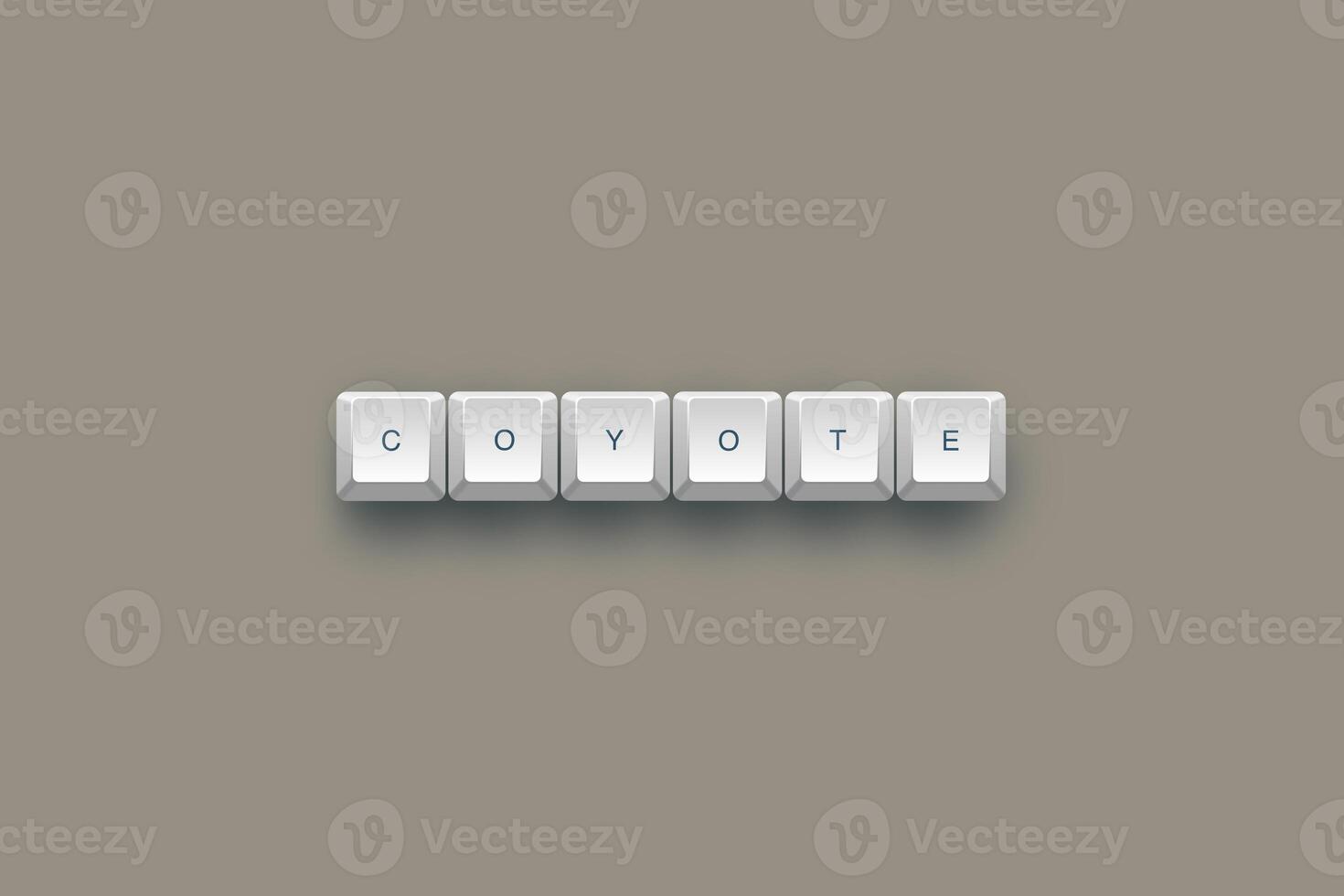 Coyote text on a 3d keyboard button with shadow concept series photo