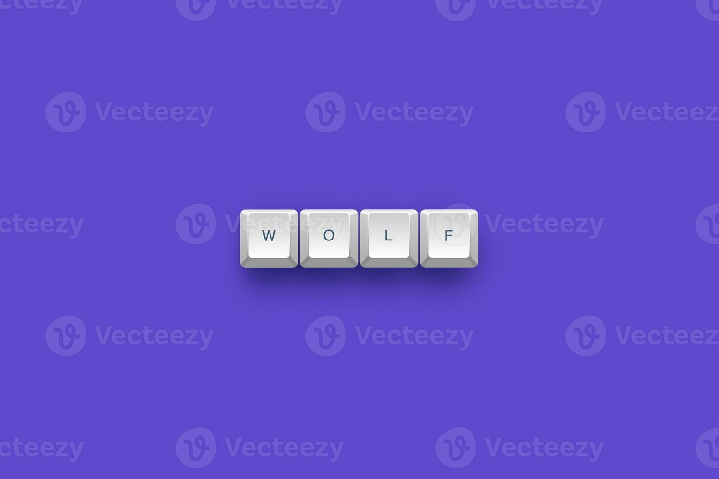 Wolf text on a 3d keyboard button with shadow concept series photo
