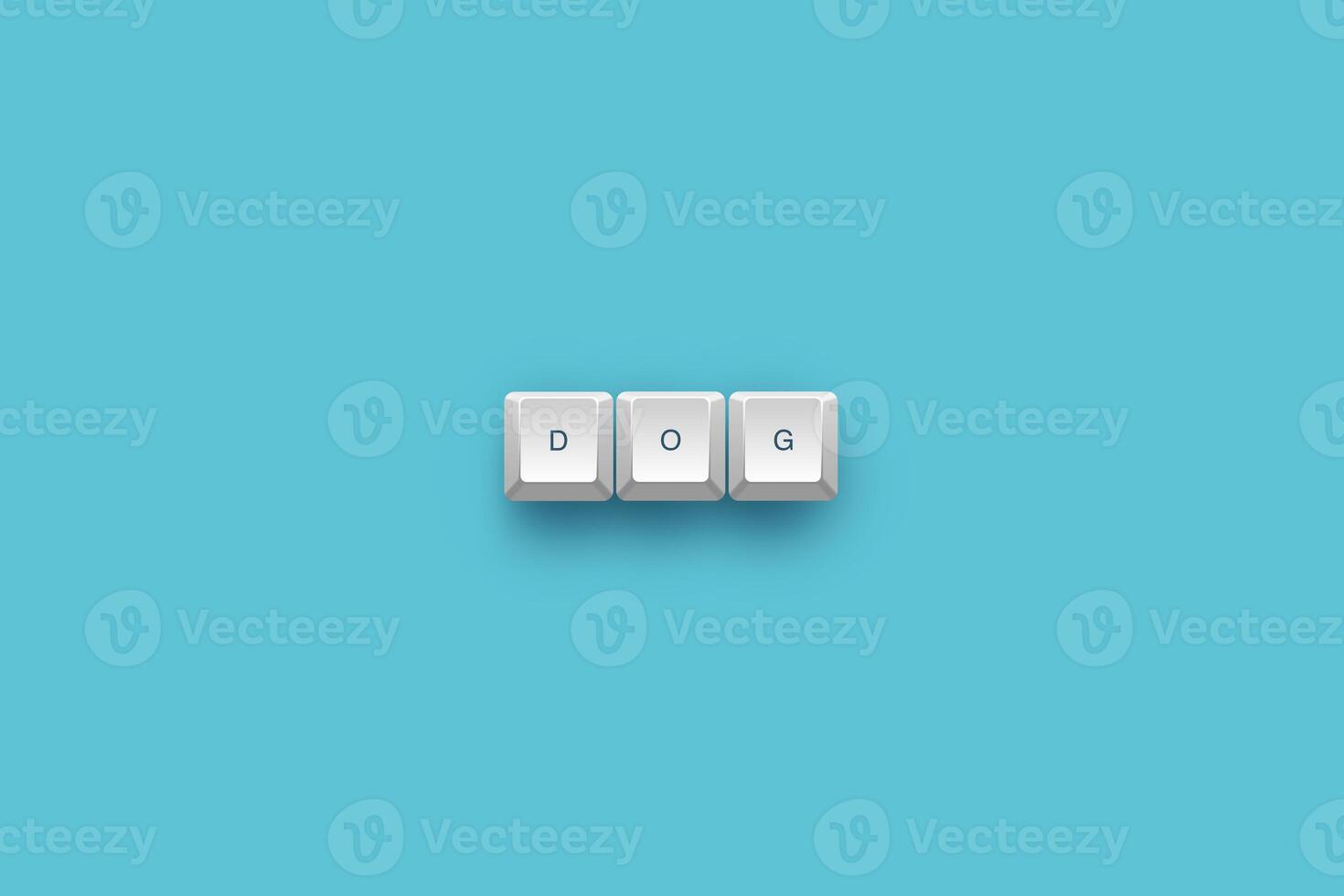 Dog text on a 3d keyboard button with shadow concept series photo