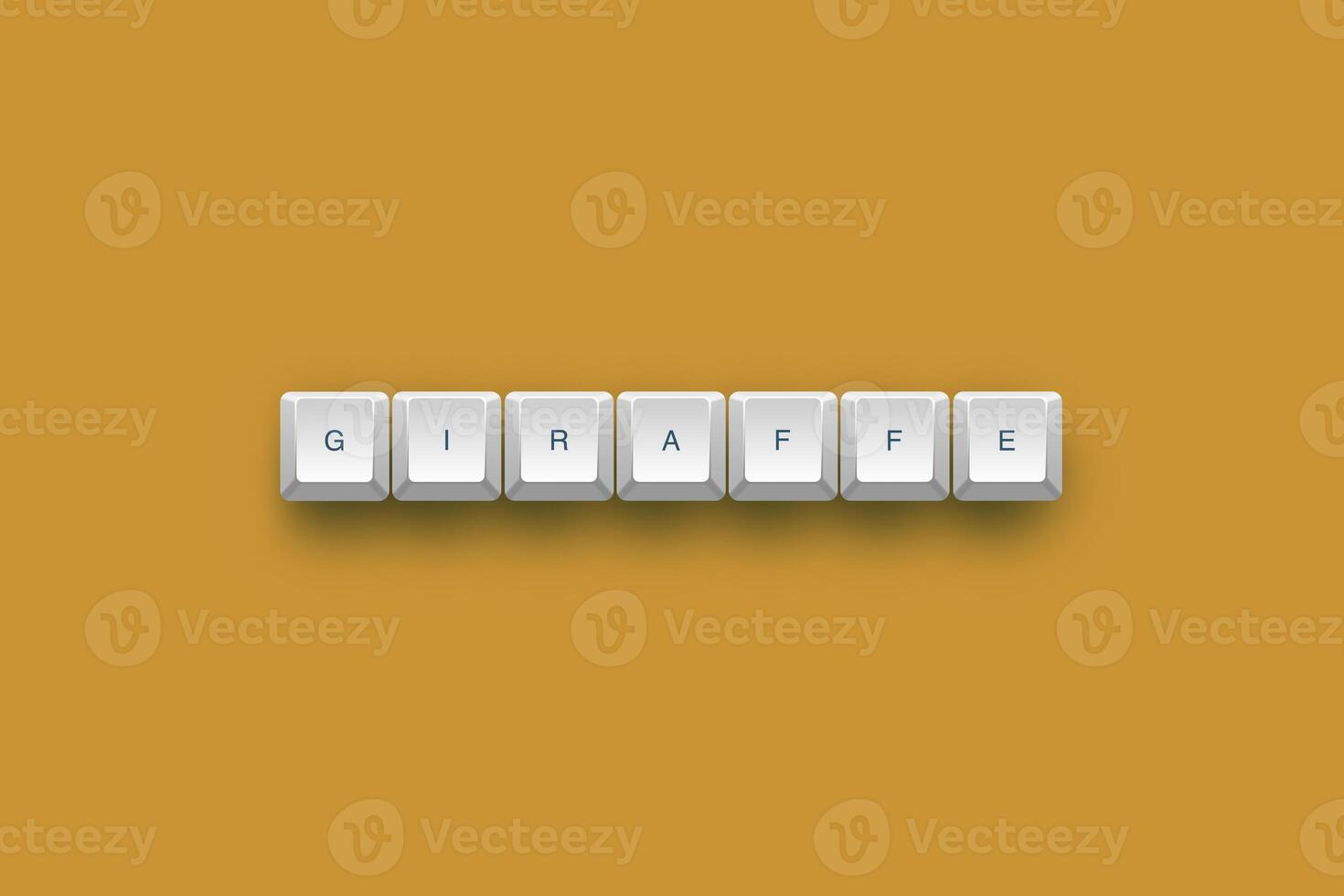 Giraffe text on a 3d keyboard button with shadow concept series photo