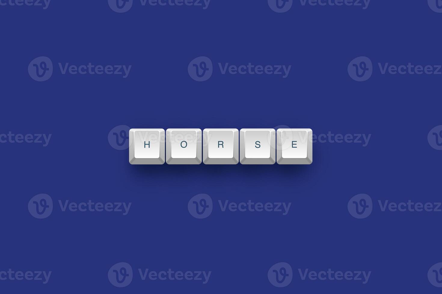 Horse text on a 3d keyboard button with shadow concept series photo