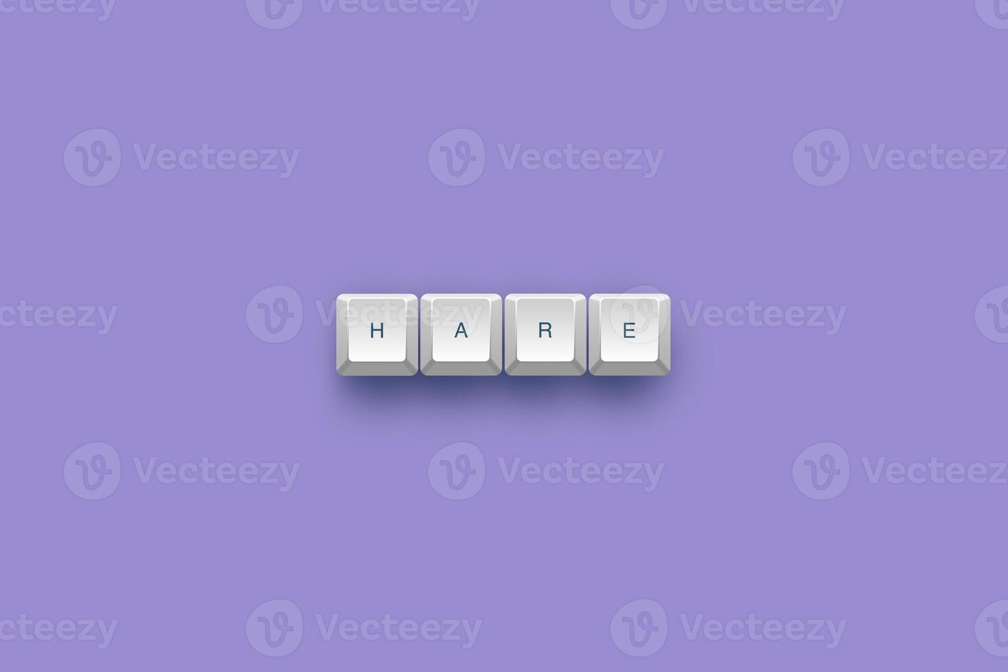 Hare text on a 3d keyboard button with shadow concept series photo