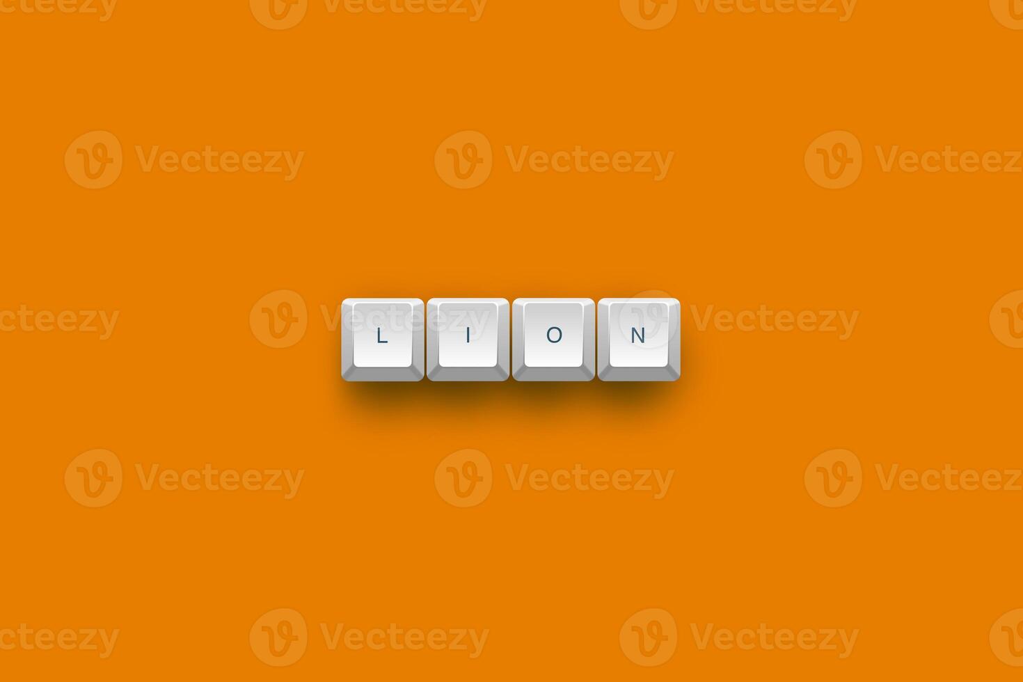 Lion text on a 3d keyboard button with shadow concept series photo
