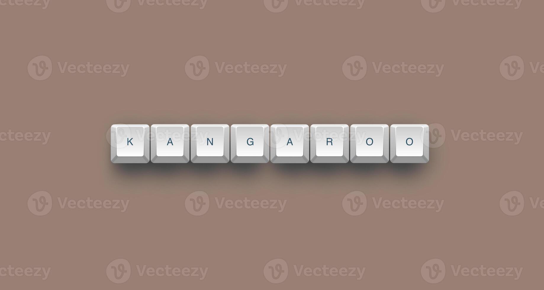 kangaroo text on a 3d keyboard button with shadow concept series photo