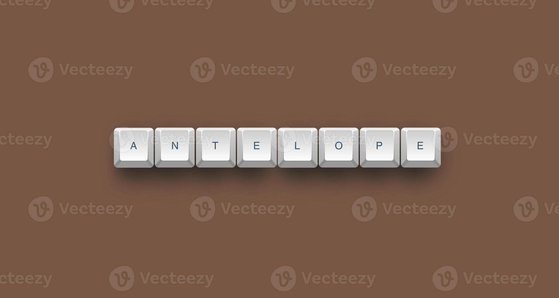 Antelope text on a 3d keyboard button with shadow concept series photo