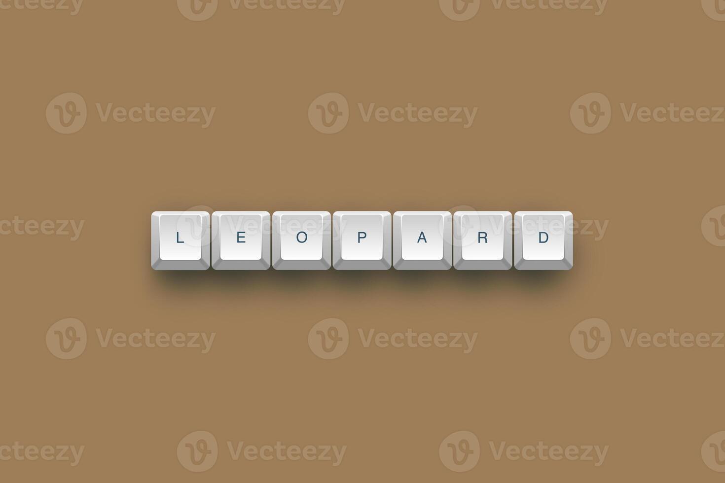 Leopard text on a 3d keyboard button with shadow concept series photo