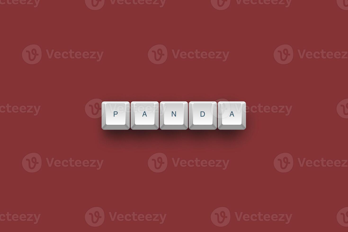 Panda text on a 3d keyboard button with shadow concept series photo