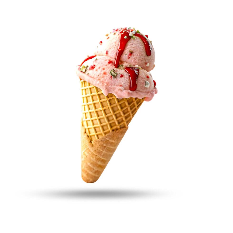 3d cone ice cream isolated white background photo