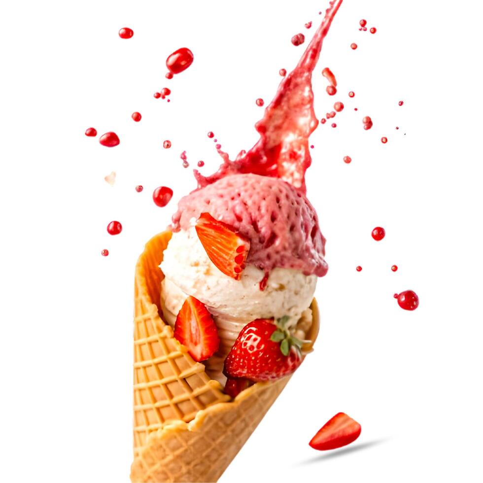 3d splash cone ice cream 2 isolated white background photo