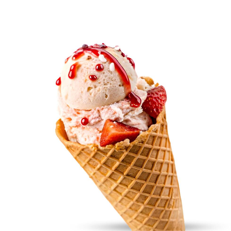 3d cone ice cream 3 isolated white background photo